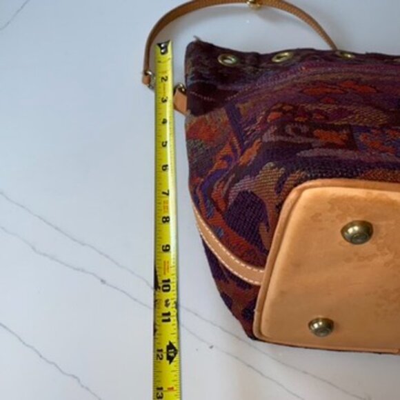 Tapestry Bucket Hobo Bag Leather 2 Detachable Leather Straps: Handle/Crossbody - Picture 10 of 12